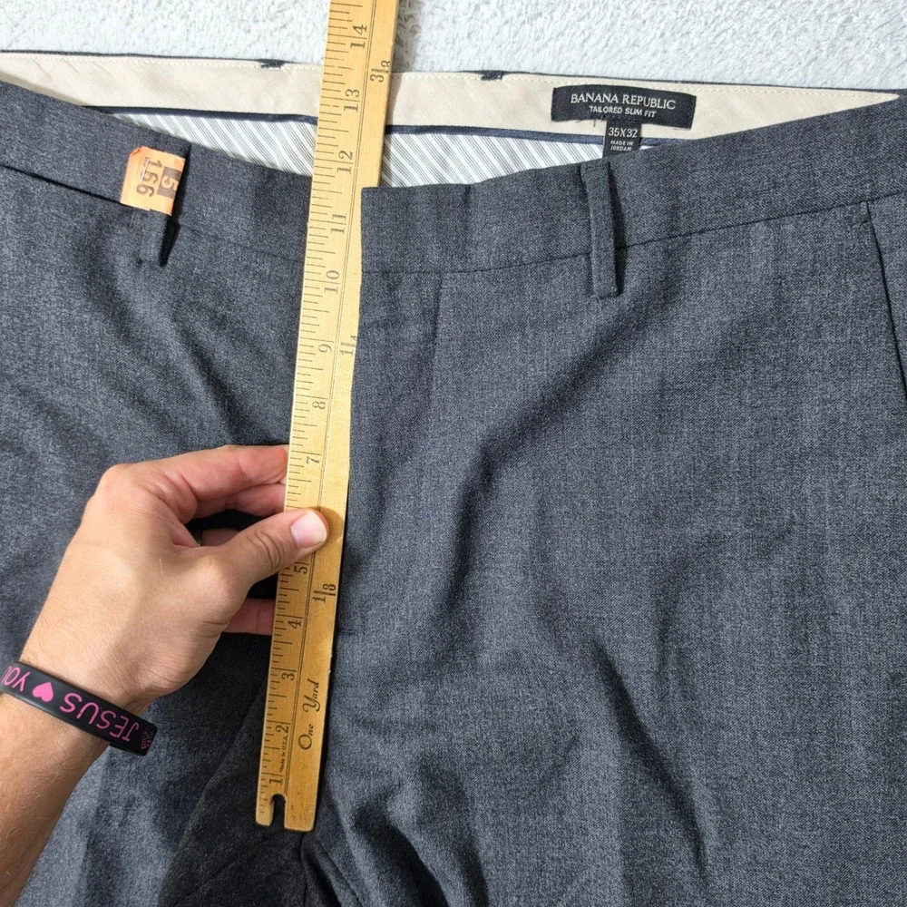 Banana Republic Dress Pants Mens 35/32 Grey Stretch Tailored Slim Fit Flannel
